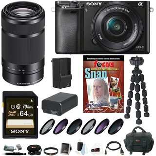 Sony Alpha A6000 Mirrorless Digital Camera with 16-50mm and 55-210mm Lens Bundle and 64GB Kit