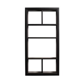 Designovation Corri 6 White/Black Wood Divided Cubby Wall Shelf