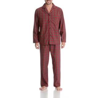 Hanes Men's Red Plaid Cotton/Polyester 2-piece Woven Pajama Set