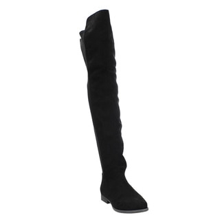 Liliana EF16 Women's Thigh-high Side-zipper Slouchy Flat Dress Boots