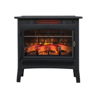 Infrared Quartz Fireplace Stove with 3D Flame Effect, Black