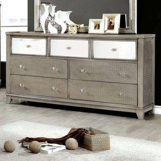 Furniture of America Divonne Modern Crocodile Silver 7-drawer Dresser