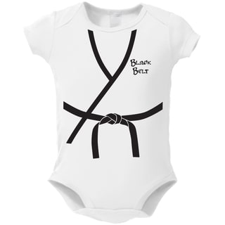 White Cotton 'Black Belt Baby' Bodysuit