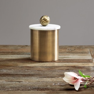 Madison Park Kayden Brass Canister with Medium Marble Top