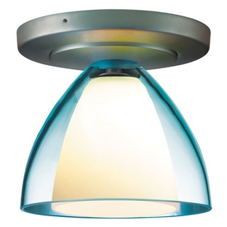 Bruck Lighting Rainbow 2 1-LED Matte Chrome Ceiling Mount with Turquoise Glass Shade