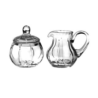 Majestic Gifts Clear Crystal Hand-cut Sugar and Creamer Servers