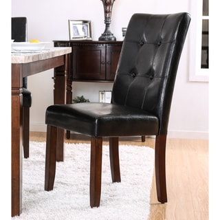 Furniture of America Terese Transitional Tufted Black Leatherette Side Chair (Set of 2)