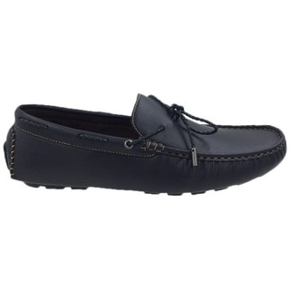 Mecca Men's Black Faux Leather Lace Slip-on Loafer Boat Shoes