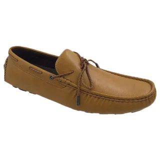 Mecca Men's Tan Faux Leather Lace Slip-on Loafer Boat Shoes