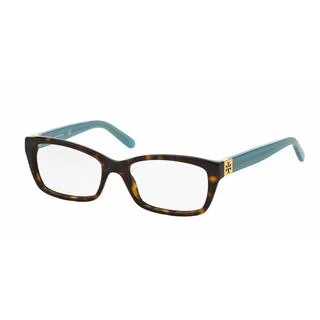 Tory Burch Womens TY2049 1359 Havana Plastic Rectangle Eyeglasses