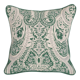 Vernon 18-inch Green and Cream Cotton Slub 18-inch Feather and Down Filled Pillow