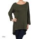 Women's Solid Rayon and Spandex Long-sleeve Tunic - Thumbnail 4