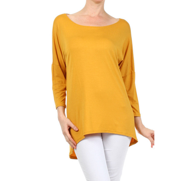 Women's Solid Rayon and Spandex Long-sleeve Tunic