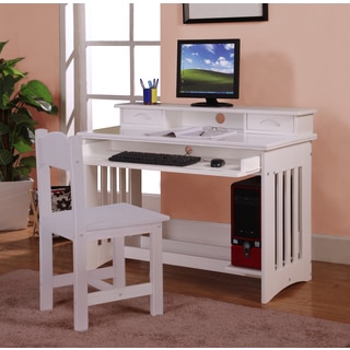 White Wood Writing Desk with Keyboard Tray