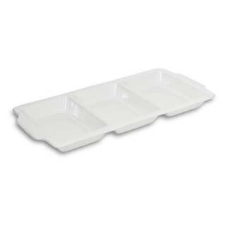 White Porcelain 3-Section Divided Serving Dish, 16 Inch by 8 Inch