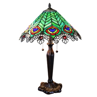 Kamen Tiffany-style Peacock Lamp