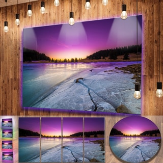 Designart 'Sunrise over Frozen Lake' Landscape Metal Wall Art