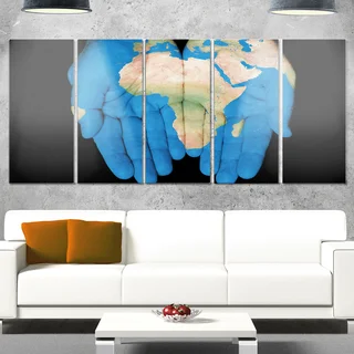 Designart 'African Map in Our Hands' Glossy Metal Wall Art