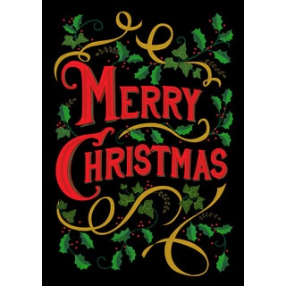 'Merry Christmas' Multicolored Synthetic Fiber Holiday Flag