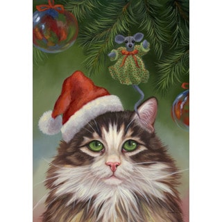 Believe Christmas Cat Multicolored Synthetic Fiber Flag