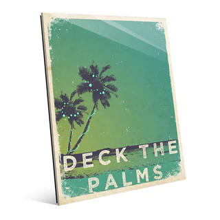 'Deck the Palms' Minty Green Glass Wall Art