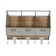 Designovation Arnica Brown Wood and Metal Wall Storage Unit with Hooks - Thumbnail 1