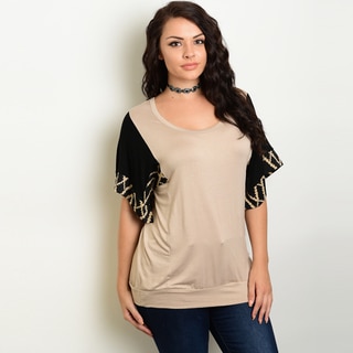Shop The Trends Women's Plus Size Scoop Neckline Short Sleeve Jersey Top