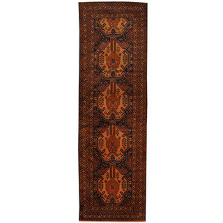 Herat Oriental Afghan Hand-knotted Tribal Balouchi Wool Runner (3'1 x 9'7)