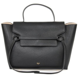 Celine Belt Medium Black Grained Leather Shoulder Handbag