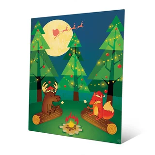 Camping Out for Santa Claus Wall Art on Metal