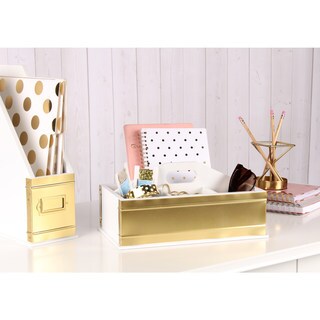 Kate and Laurel Wood and Metal Desktop Office Supply Caddy Organizer