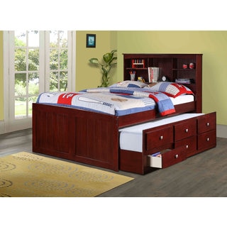Donco Kids Bookcase Captains Trundle Bed with Storage in Dark Cappuccino