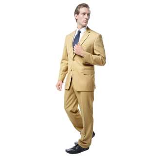 Verno Men's Tan Slim-fit Two-piece Suit