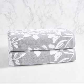 LOFT by Loftex Floral Block Jacquard Bath Towel (set of 2)
