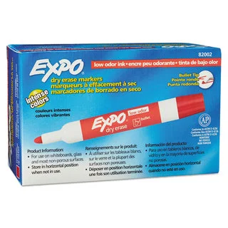 EXPO Low Odor Dry Erase Marker Bullet Tip Red Dozen