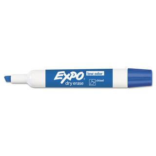 EXPO Low Odor Dry Erase Marker Chisel Tip Blue Dozen