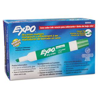 EXPO Low Odor Dry Erase Marker Chisel Tip Green Dozen
