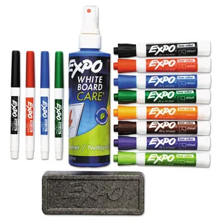 EXPO Low-Odor Dry Erase Marker Eraser & Cleaner Chisel/Fine 12/Set