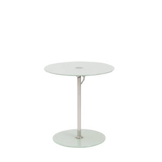 Euro Style Radinka White Glass/Stainless Steel Round Side Table