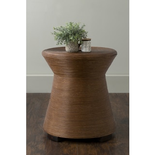 East At Main's Durand Brown Round Transitional Rattan Accent Table