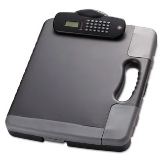 Officemate Portable Storage Clipboard Case with Calculator 11 3/4 x 14 1/2 Charcoal
