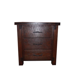 Rough Cut Red Oak 3 Drawer Night Stand- Amish Made