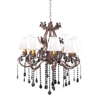 Brown Antique Wrought Iron Eight-lights Floral Leaf Chandelier