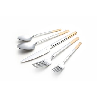 Milan 30-piece Flatware Set with Half Gold Plated Matte Satin Finish Service for 6