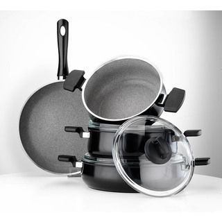 Aluminum Multigranit Neptune 7 Piece Cookware Set (Black)