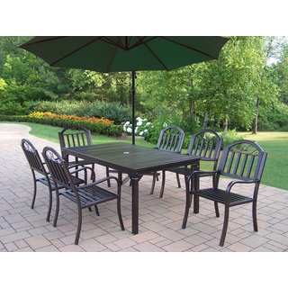 Hometown 8-Piece Outdoor Dining Set with Green Umbrella