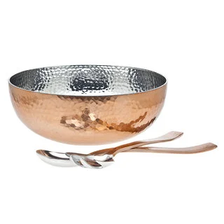 Godinger Hammered Copper Bowl with Utensils