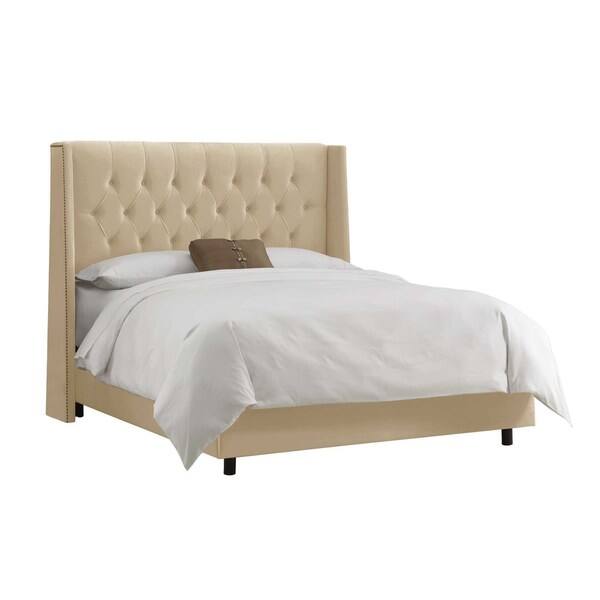 Skyline Furniture Micro-suede Custom Tufted Wingback Bed