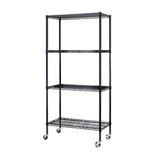 Excel NSF Multi-Purpose 4-Tier Wire Shelving Unit with Casters, 36 in. x 18 in. x 77 in., Black