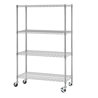 Excel NSF Multi-Purpose 4-Tier Wire Shelving Unit with Casters, 36 in. x 14 in. x 59 in., Chrome